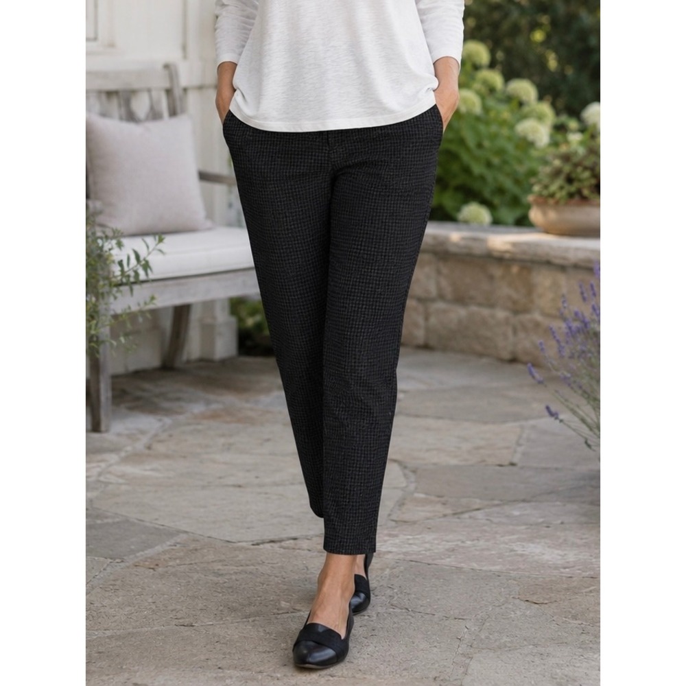 J. Jill Black Grey Houndstooth Ponte Leggings XL Slim Leg Stretch Pull On Pants